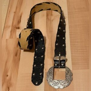 Free People Black Belt with Matte Silver Hardware OS EUC